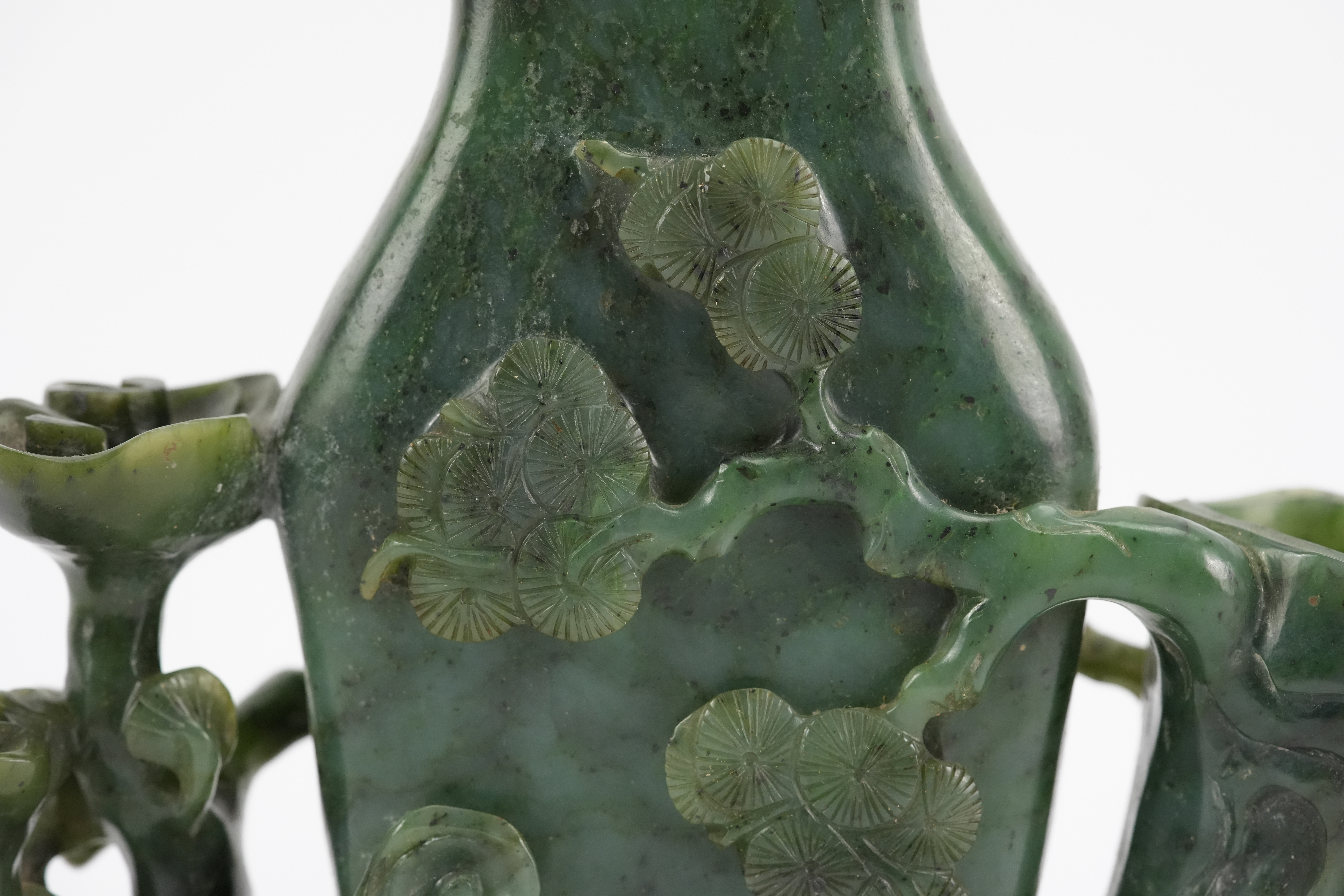 Chinese Spinach Jade Flask and Cover - Image 7 of 9