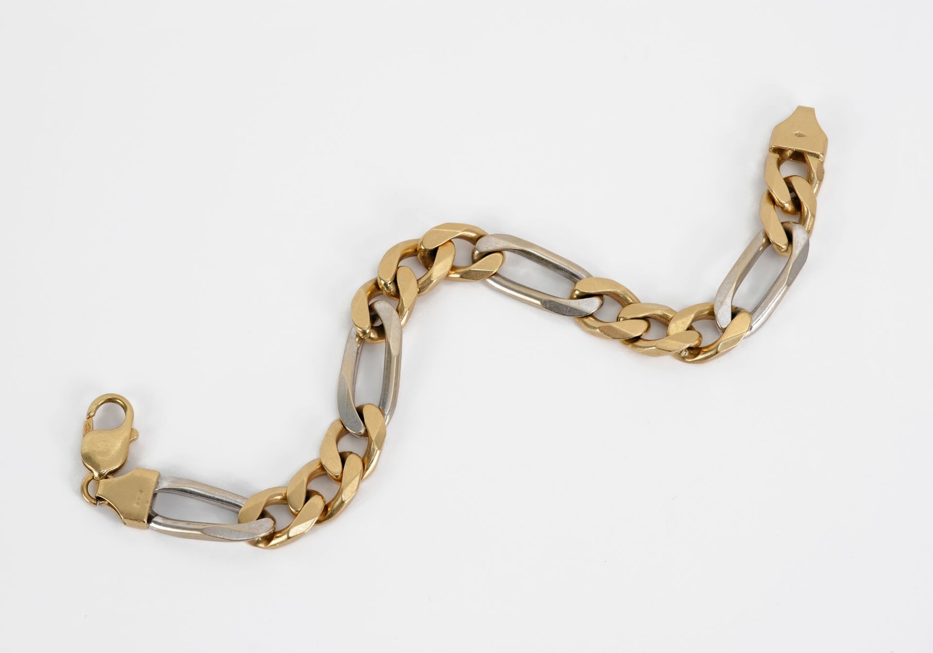 Italian 18ct Yellow and White Gold Curb Link Bracelet - Image 2 of 3