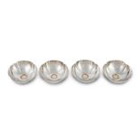 Set of Four Silver Quatrefoil Ashtrays