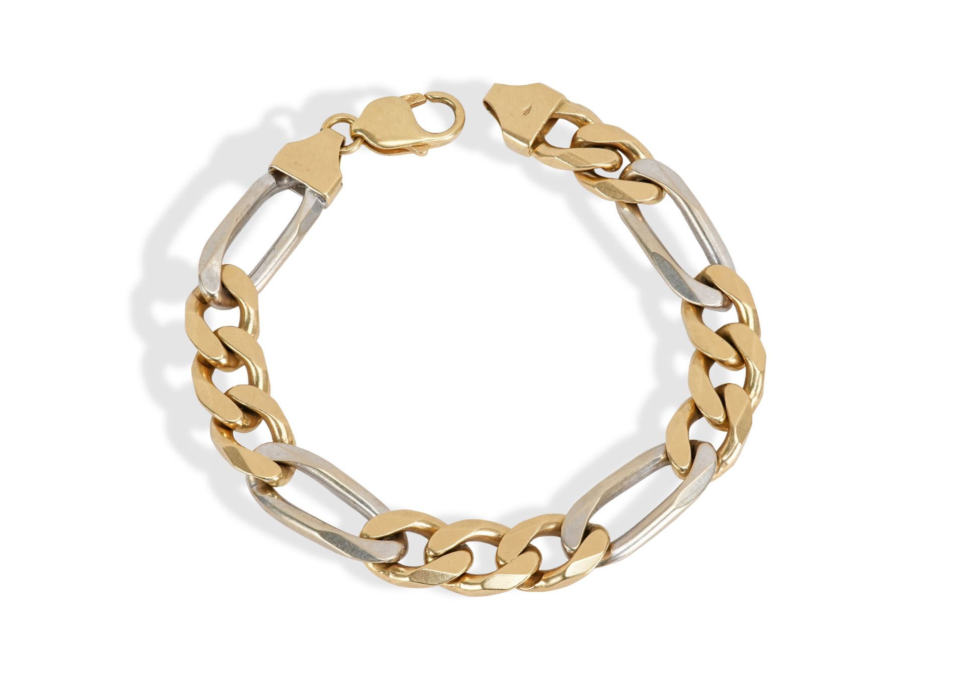 Italian 18ct Yellow and White Gold Curb Link Bracelet