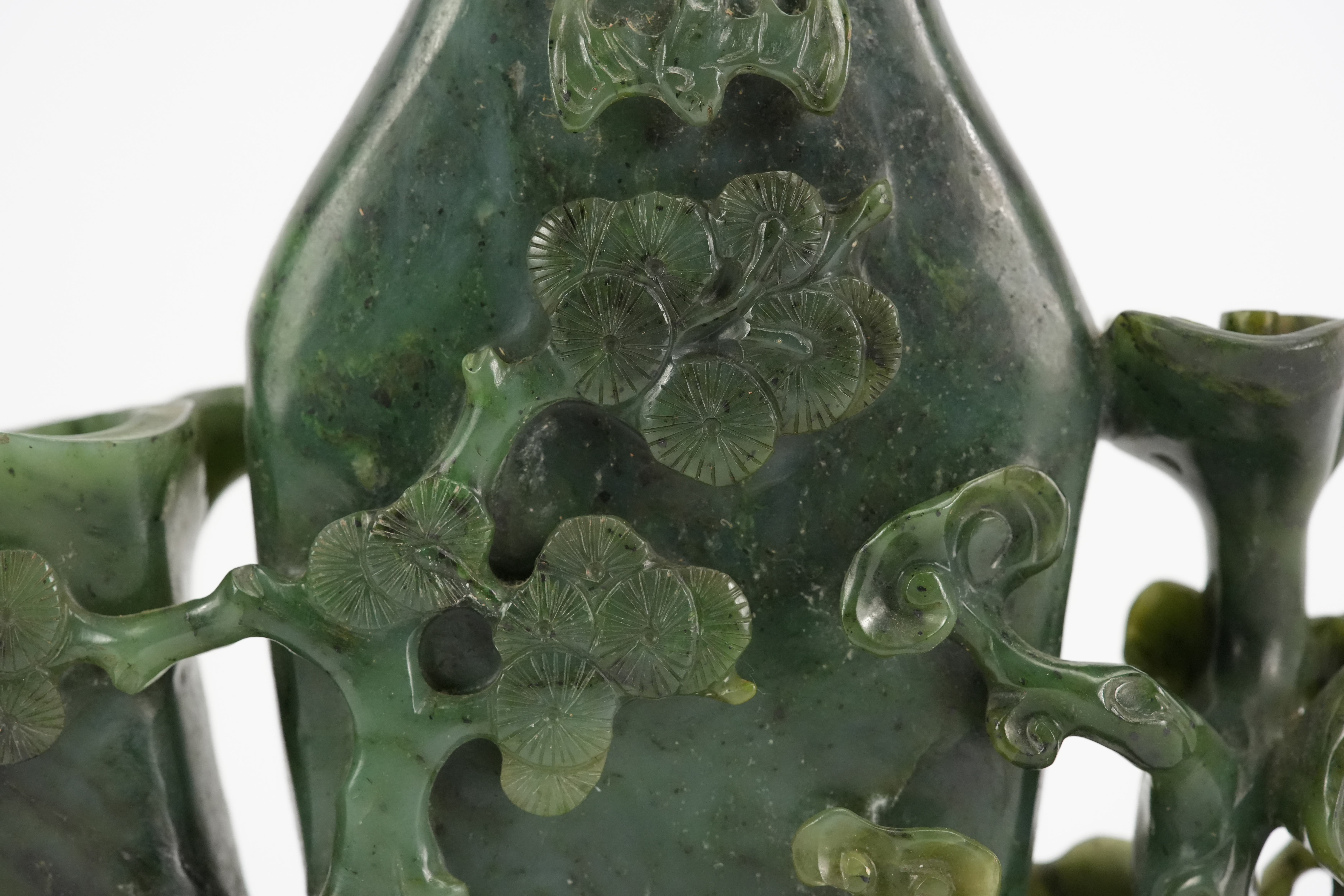 Chinese Spinach Jade Flask and Cover - Image 5 of 9