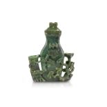 Chinese Spinach Jade Flask and Cover