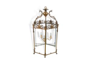 Gilt Bronze Hanging Hall Lantern