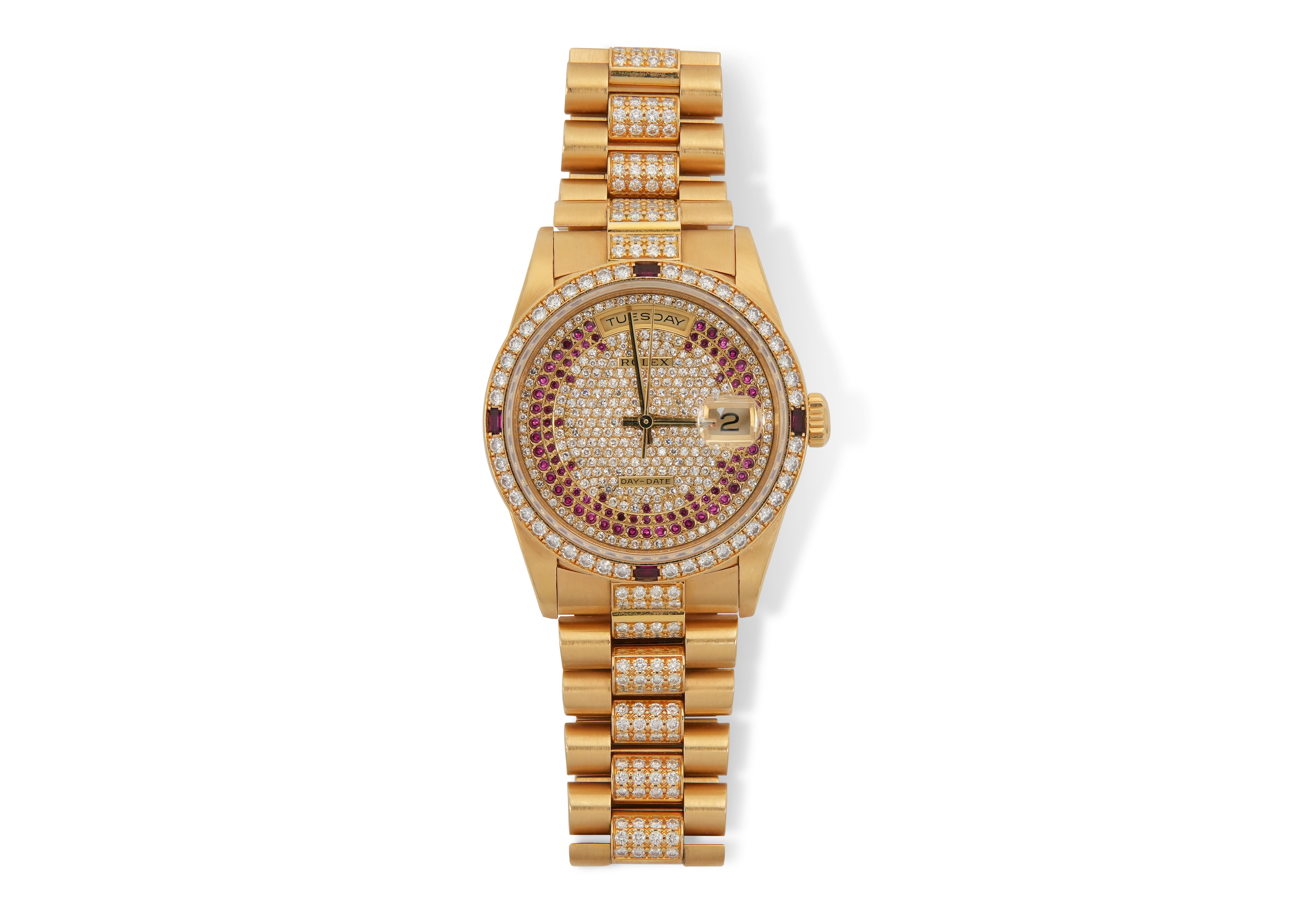 Rolex Day-Date 18ct Yellow Gold Diamond and Ruby Face Wrist Watch - Image 2 of 5
