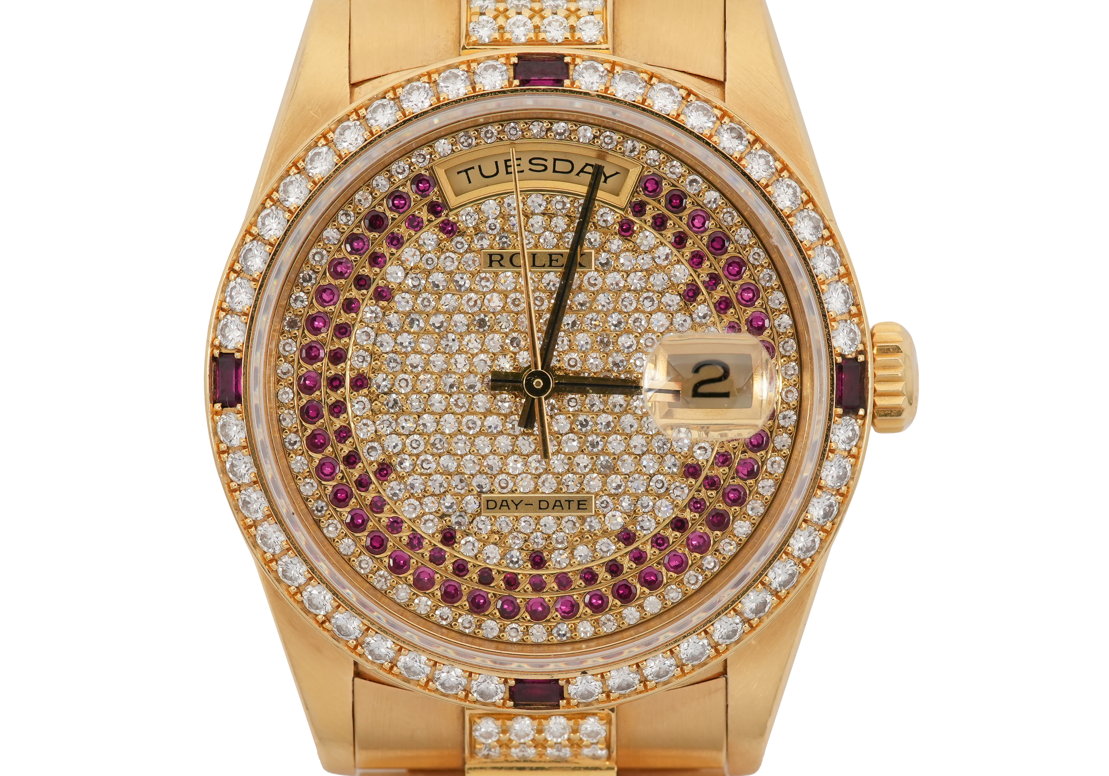 Rolex Day-Date 18ct Yellow Gold Diamond and Ruby Face Wrist Watch - Image 3 of 5