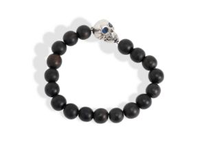 Luis Morais 18ct White Gold Sapphire Skull Bracelet