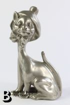 Nickel Plated 1920s Cat Accessory Mascot