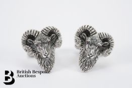 Pair of Silver Rams Head Cufflinks