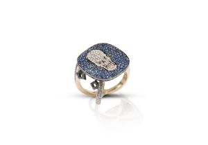 Loree Rodkin 18ct White and Yellow Gold Pavé Diamond Skull Ring