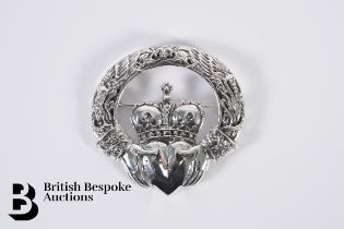 Silver Crowned Heart Brooch