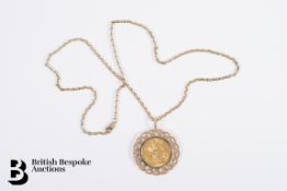 Gold Sovereign Pendant on Chain