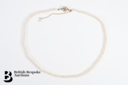 Antique Seed Pearl Necklace with 18ct Gold Diamond Clasp