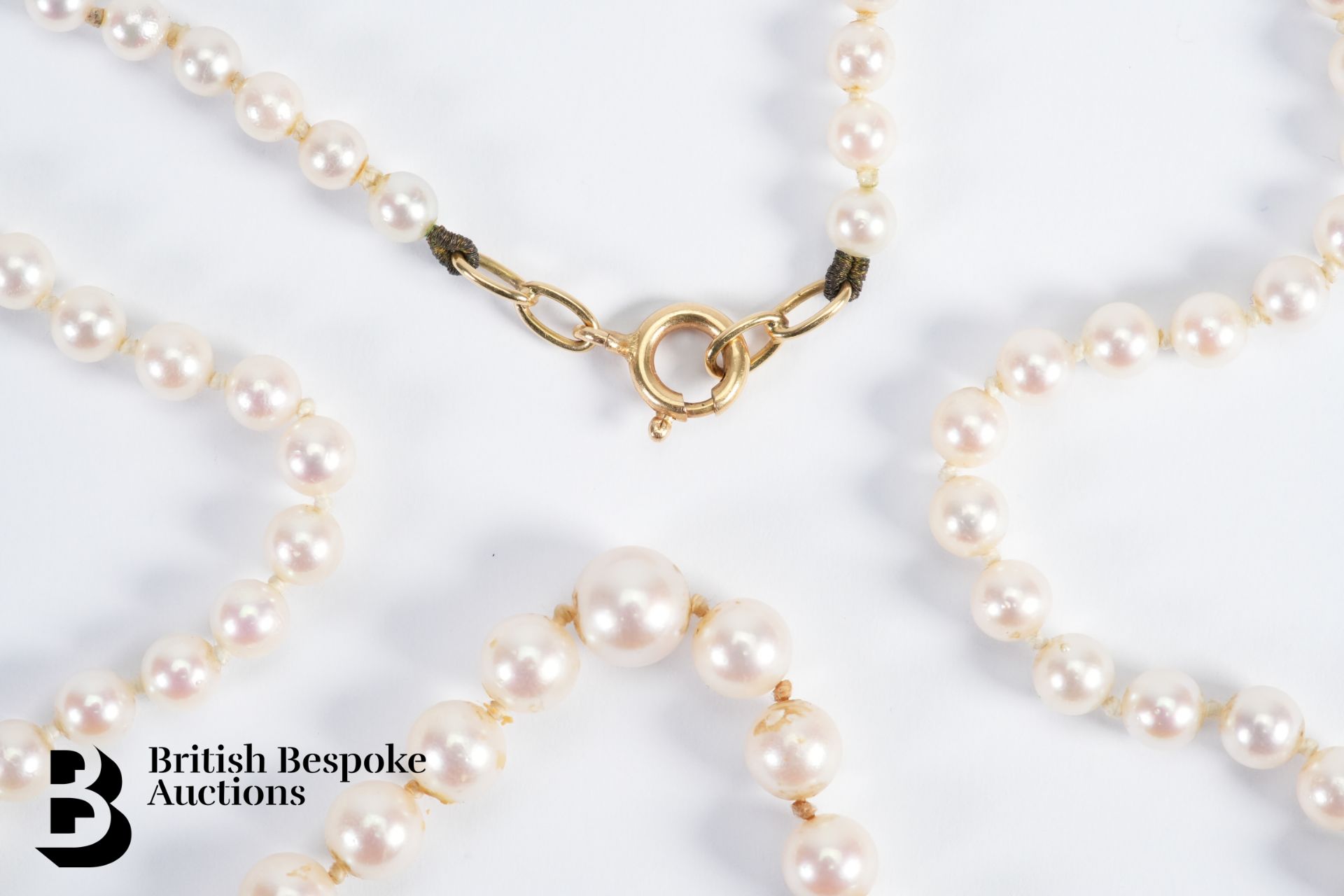 A graduated set of single pearls on simple 18ct gold clasp. Pearls measure from 4mm to 7mms, - Image 3 of 3