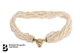 18ct Gold Panther and Seed Pearl Necklace