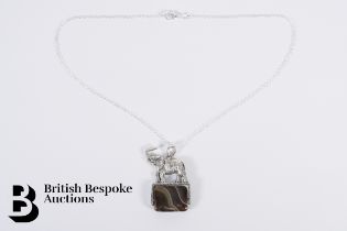 Silver and Agate Pendant Necklace