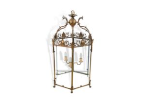 Gilt Bronze Hanging Hall Lantern