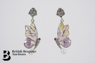 Plique a Jour Butterfly Wing Earrings