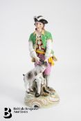 19th Century Figurine Boy with Goat