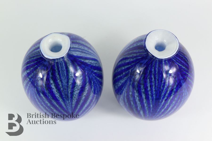 Pair of Blue and White Studio Glass Vases - Image 2 of 4