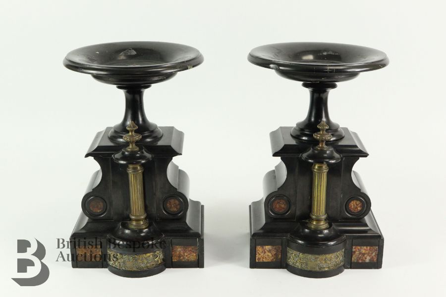 19th Century Slate Clock and Garniture - Image 6 of 7