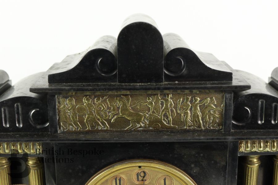19th Century Slate Clock and Garniture - Image 3 of 7