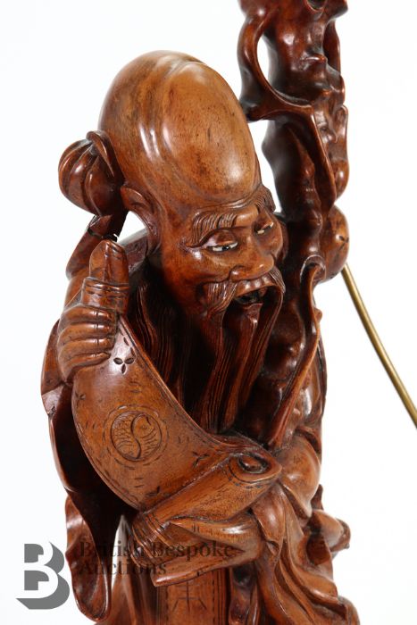 Chinese Root Carving Lamp Base - Image 3 of 5