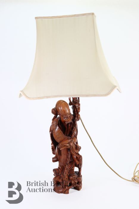 Chinese Root Carving Lamp Base - Image 2 of 5