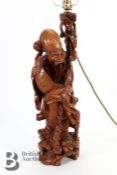 Chinese Root Carving Lamp Base