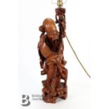 Chinese Root Carving Lamp Base