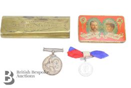 Cadbury Bournville Chocolate Tin with WWI Medal