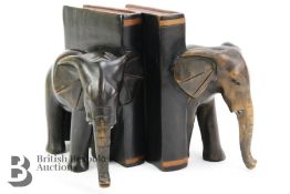 Pair of Ebony Elephant Bookends