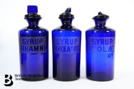 Collection of Bristol Blue Glass Apothecary Bottles