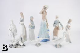 Collection of Nao, Lladro and Tengra Figurines