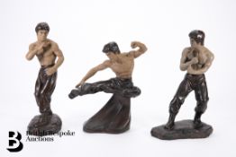 Three Bruce Lee Shiwan Pottery Figures