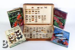 Box of Butterflies and Quantity of Books