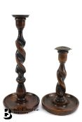19th Century Oak Candlesticks
