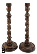 19th Century Oak Candlesticks