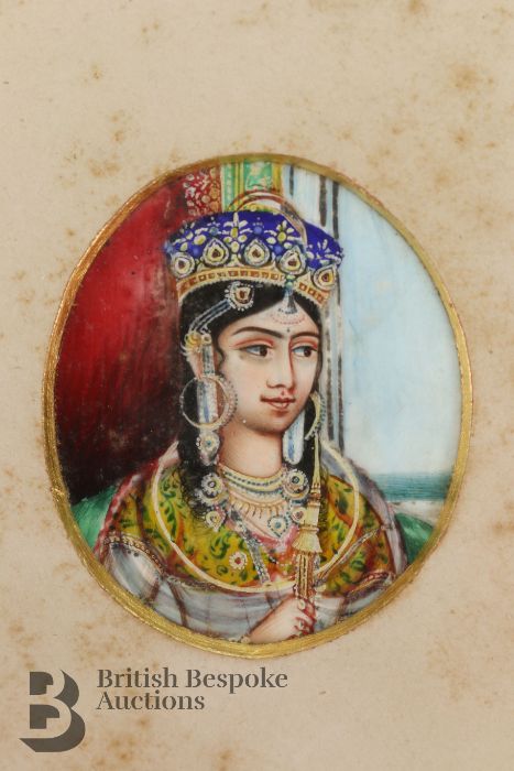 Three Indian Portrait Miniatures - Ranee of Banda, Begum of Bhopal and Begum Sumroo - Image 8 of 19