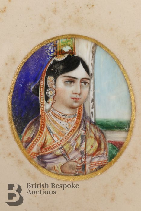 Three Indian Portrait Miniatures - Ranee of Banda, Begum of Bhopal and Begum Sumroo - Image 16 of 19