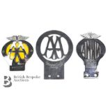 National Roads and Motorists Association Car Badge & Two AA Motorcar Badges