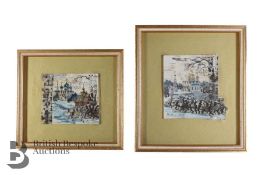 Two Ukrainian Birch Bark Paintings
