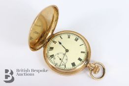 American Gold Plated Full Hunter Pocket Watch