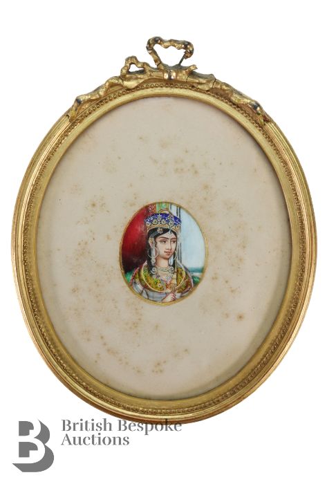 Three Indian Portrait Miniatures - Ranee of Banda, Begum of Bhopal and Begum Sumroo - Image 7 of 19