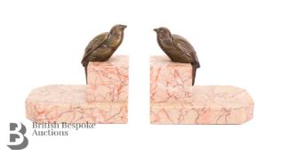 Pair of Rose Marble Bookends