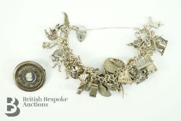 Silver Charm Bracelet and Brooch