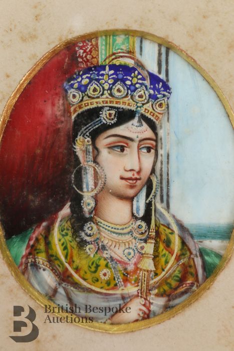 Three Indian Portrait Miniatures - Ranee of Banda, Begum of Bhopal and Begum Sumroo - Image 9 of 19