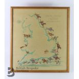 B C Moore Hand Painted Map of Hunting Counties of England, Scotland and Wales