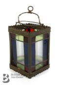 Gilt Stained Glass Ceiling Lantern