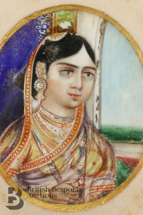 Three Indian Portrait Miniatures - Ranee of Banda, Begum of Bhopal and Begum Sumroo - Image 14 of 19