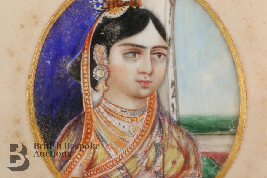 Three Indian Portrait Miniatures - Ranee of Banda, Begum of Bhopal and Begum Sumroo - Image 17 of 19